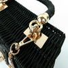 Retro Rattan Single Shoulder Bag With Small Square Chain