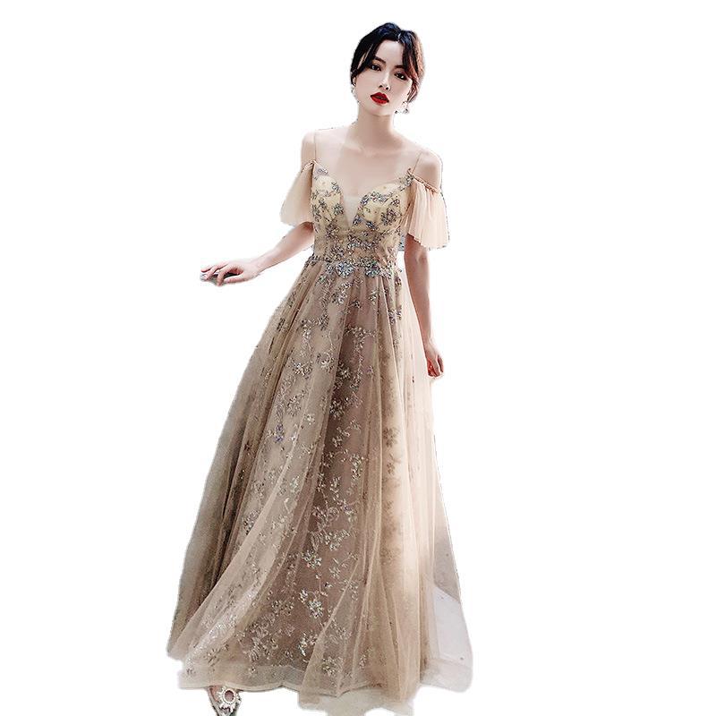 New style Sling Fantasy Fairy Temperament Birthday Party Host Dress Skirt Long