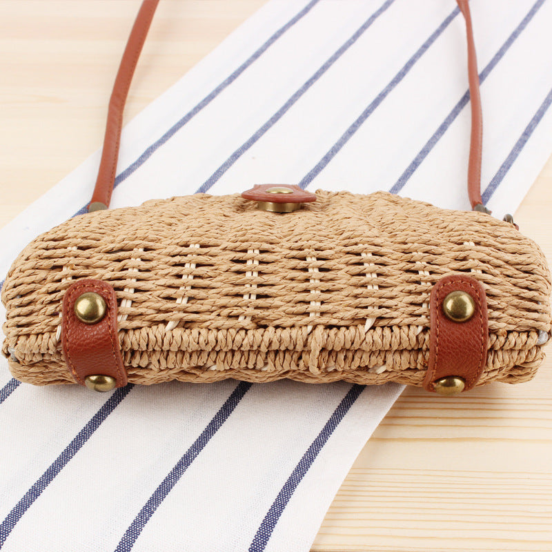 Semicircle Straw Woven Bag, Rattan Bag, Shoulder Bag, Messenger Bag, Female Bag