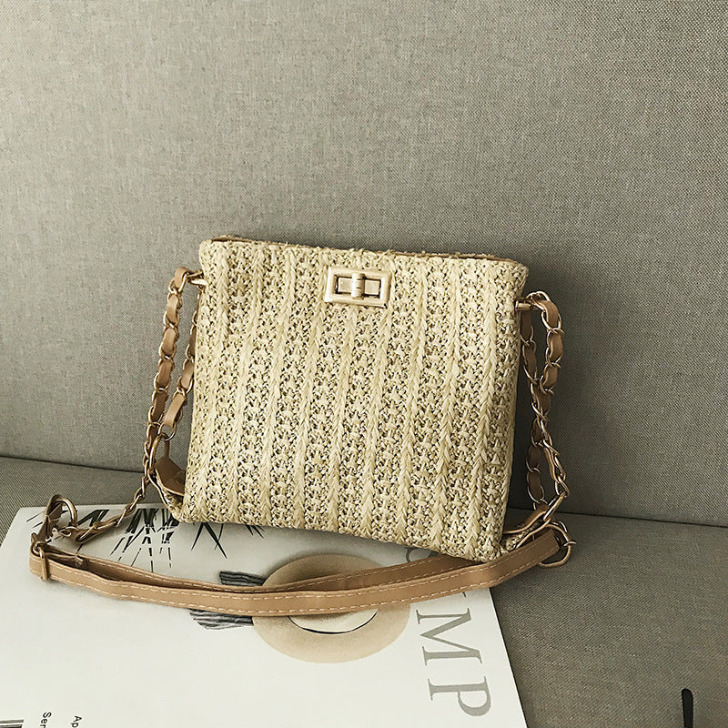 All-match One-Shoulder Messenger Woven Chain Bucket Bag