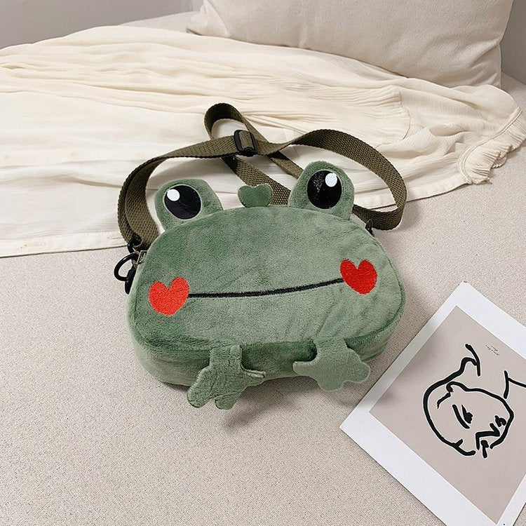 Cute Plush Frog Cartoon Ugly Funny Animal Shoulder Bag