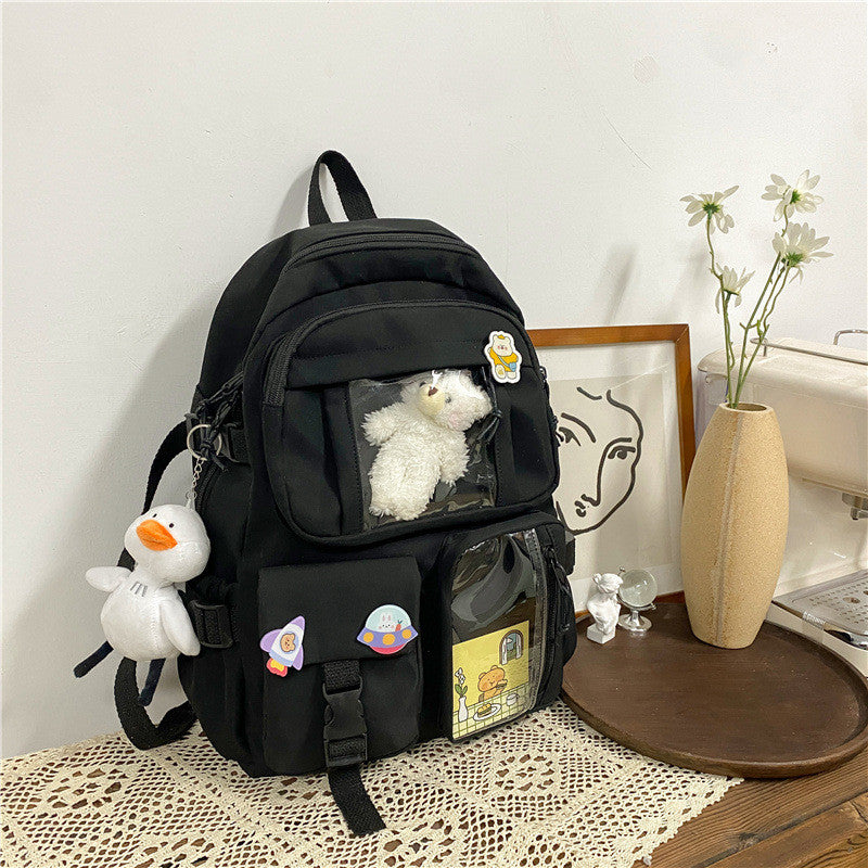 Casual Large-capacity School Bag Harajuku Style Backpack for Middle and High School Students