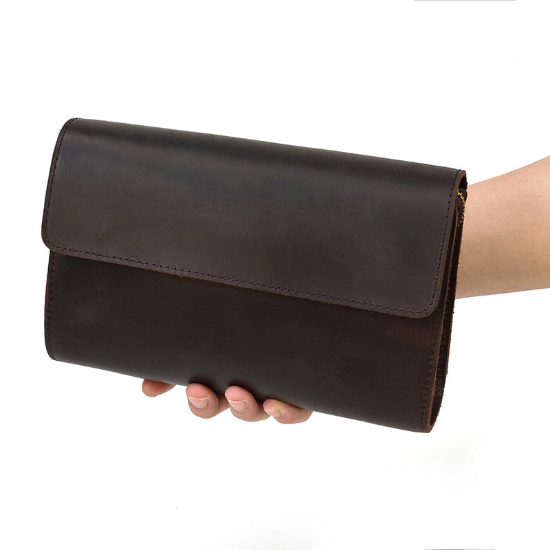 Leather Clutch Retro Men's Clutch Crazy Horse Leather Multifunction Wallet