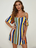 Cold Shoulder Striped Colorblock Dress