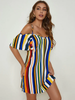 Cold Shoulder Striped Colorblock Dress