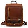 Retro Men's Backpack Leather Student School Bag Crazy Horse Leather Flap Backpack Top Layer Leather Leisure Travel Bag