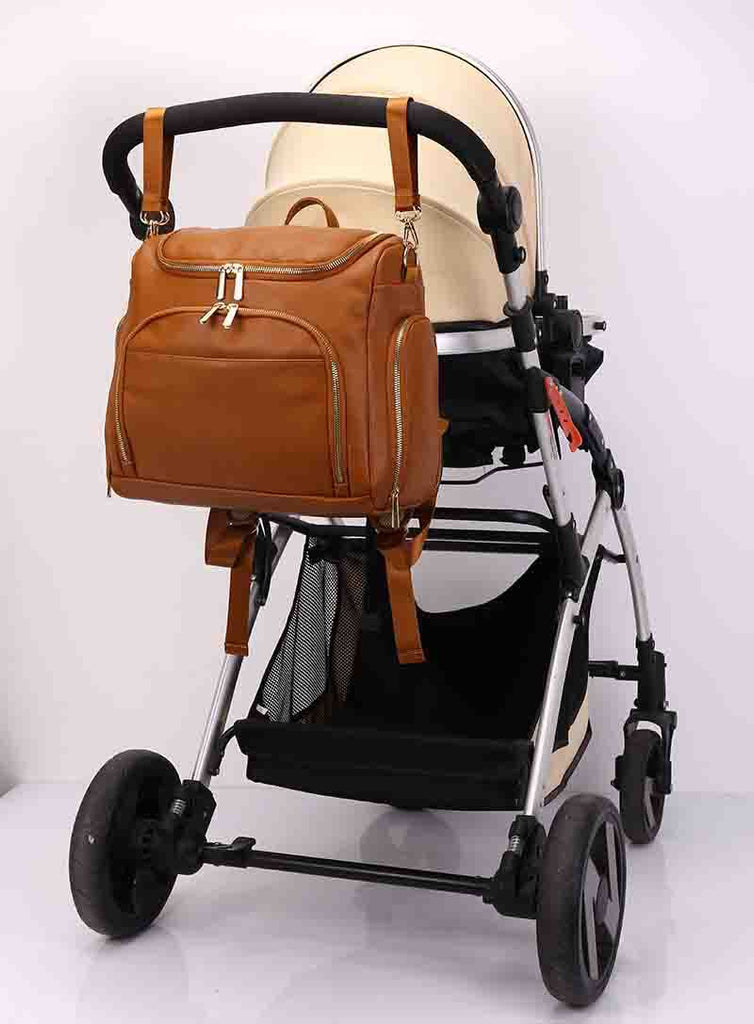 Pu Mommy Bag Backpack Large Capacity Waterproof Maternal And Baby Bag