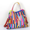 Leather Handbags Colorful Contrast Color Personality Ladies One Shoulder Messenger Cowhide Bag