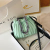 Portable Chain Bag, Pleated Drawstring Bucket Bag, Fashionable