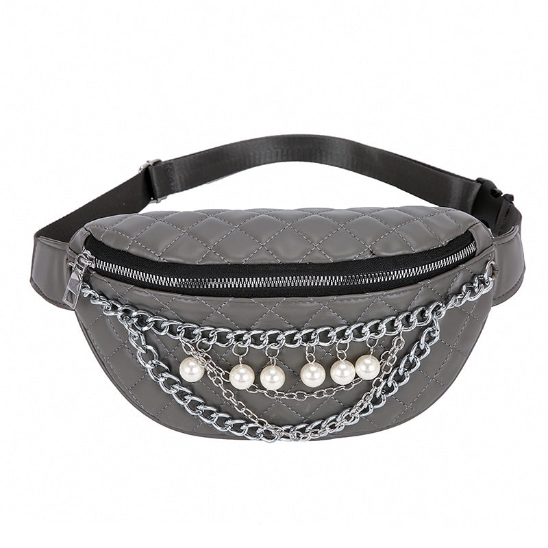 New Korean Pu Women'S Waist Bag Fashion Girly Pearl Messenger Bag Trendy Embossed Chest Bag New Korean Pu Women's Waist Bag Fashion Girly Pearl Messenger Bag Trendy Embossed Chest Bag