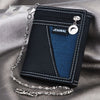 Men's Contrasting Color Casual Canvas 3 Fold Short Wallet