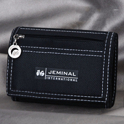 Men's Contrasting Color Casual Canvas 3 Fold Short Wallet