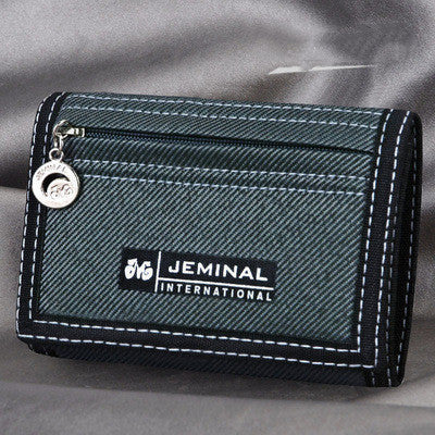 Men's Contrasting Color Casual Canvas 3 Fold Short Wallet