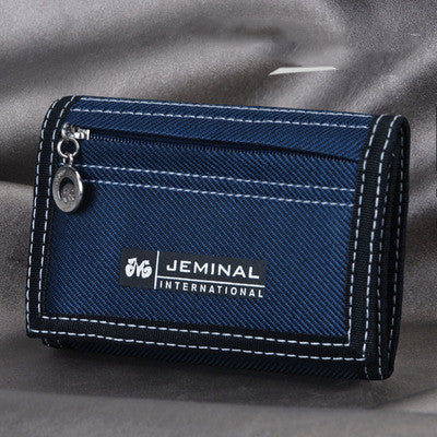 Men's Contrasting Color Casual Canvas 3 Fold Short Wallet