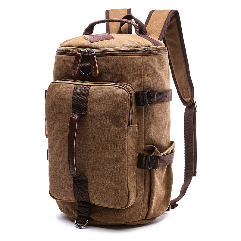 Vertical Square European Style Travel Canvas Bag Outdoor Large-capacity Drum Student School Bag