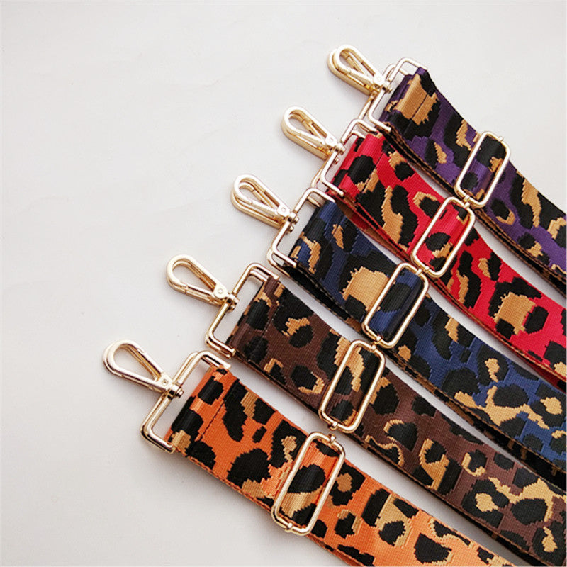 Thicken Color Female Bag Accessories Leopard Print Tie Long Shoulder Strap One Shoulder Messenger Extended Shoulder Strap Replacement Jacquard Bag Strap