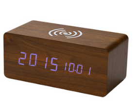 Factory Wholesale Smart Wireless Charging Sound Control Environmentally Friendly Mute Led Wooden Clock Wooden Home Electronic Alarm Clock