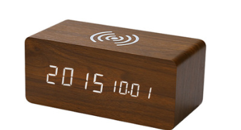 Factory Wholesale Smart Wireless Charging Sound Control Environmentally Friendly Mute Led Wooden Clock Wooden Home Electronic Alarm Clock