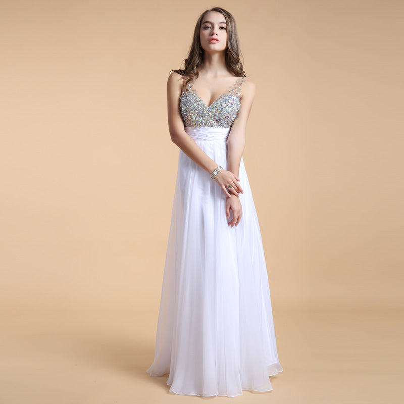 Evening Dress Long Banquet Toast Wedding Dress Evening Dress Chiffon Long Skirt