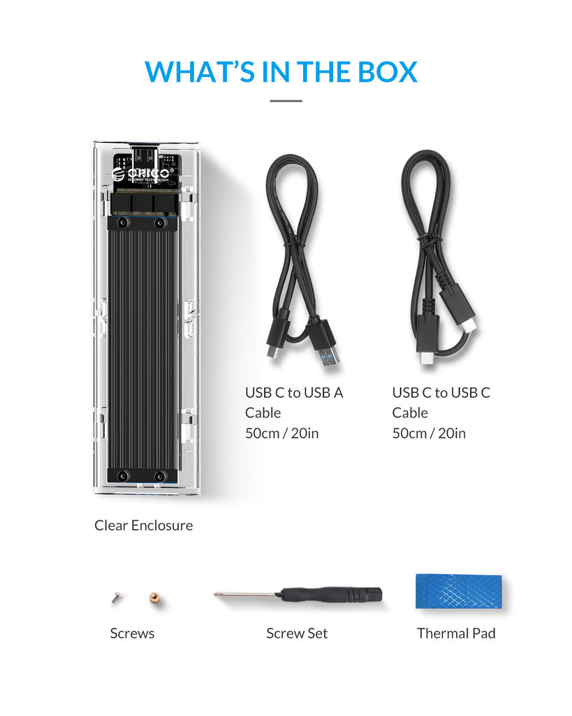 Orico Tcm2-C3 M.2 Nvme Mobile Hard Disk Box Type-C Solid State Ssd External Usb3.1 Box