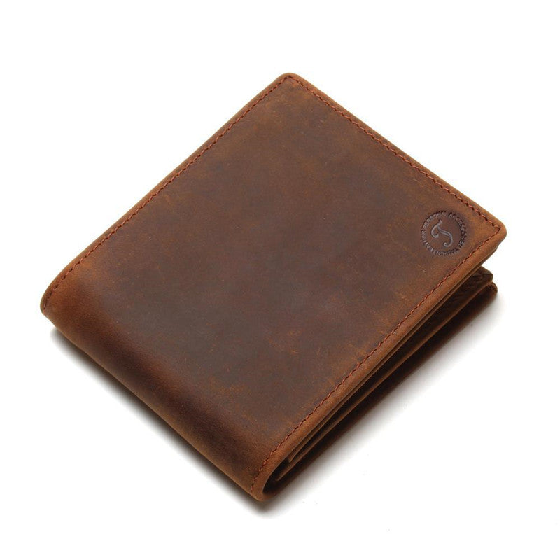 Old Leather Vintage Short Wallet Top Layer Cowhide