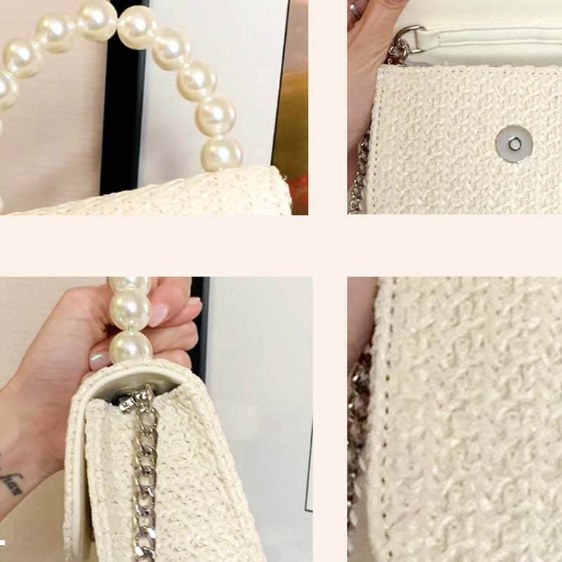 Fashion Simple Pearl Flap Shoulder Bag