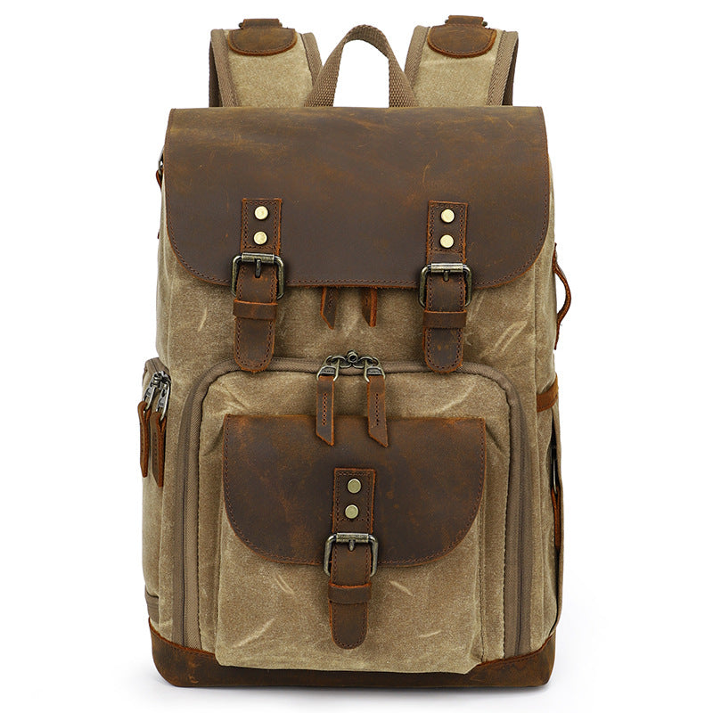 Casual Shoulder Camera Bag Hit Color Waterproof Canvas Slr Digital Bag Retro Hit Color Camera Backpack