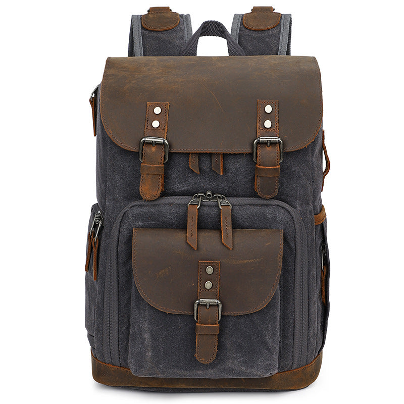 Casual Shoulder Camera Bag Hit Color Waterproof Canvas Slr Digital Bag Retro Hit Color Camera Backpack