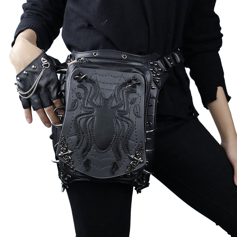 Punk Spider Rivet Multifunctional Men's Sports Outdoor Leg Bag Waist Bag