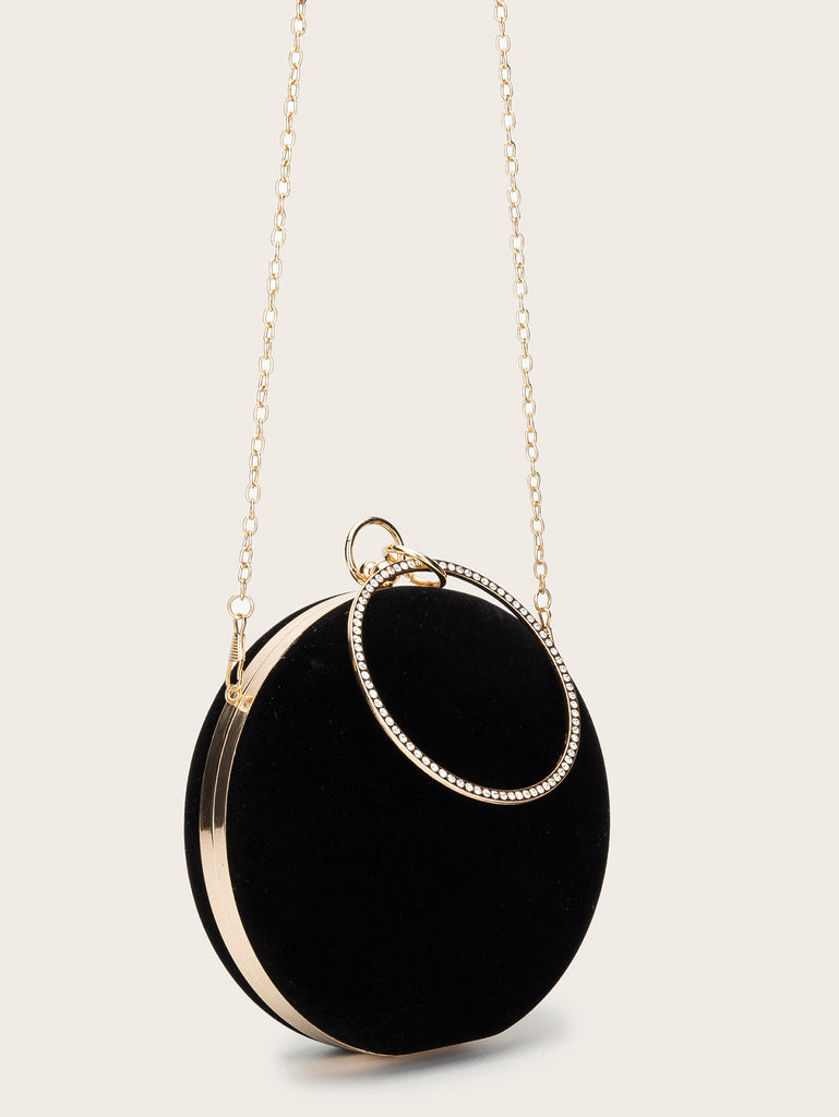 Velvet Oblate Round Banquet Bag