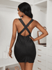 Scoop Neck Crisscross Backless Bodycon Dress