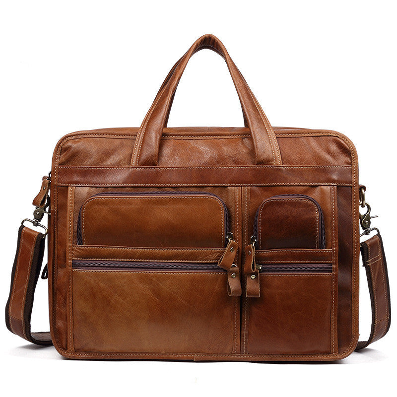 Casual Retro Leather Men's Briefcase Handbag