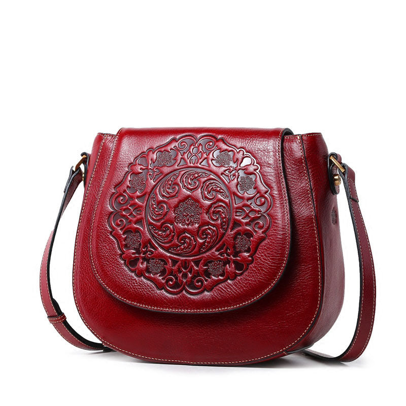 Retro Head Leather Shoulder Bag Slant Across Women's Bag Women's Leather