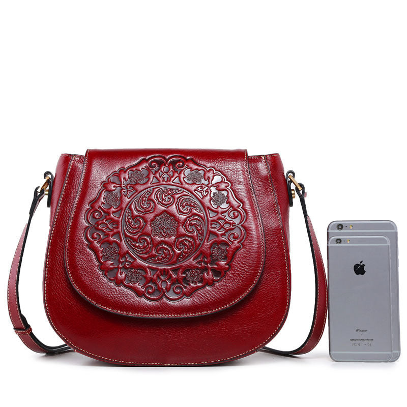 Retro Head Leather Shoulder Bag Slant Across Women's Bag Women's Leather