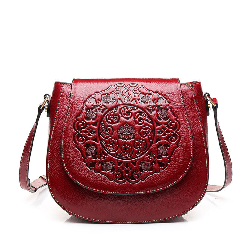 Retro Head Leather Shoulder Bag Slant Across Women's Bag Women's Leather