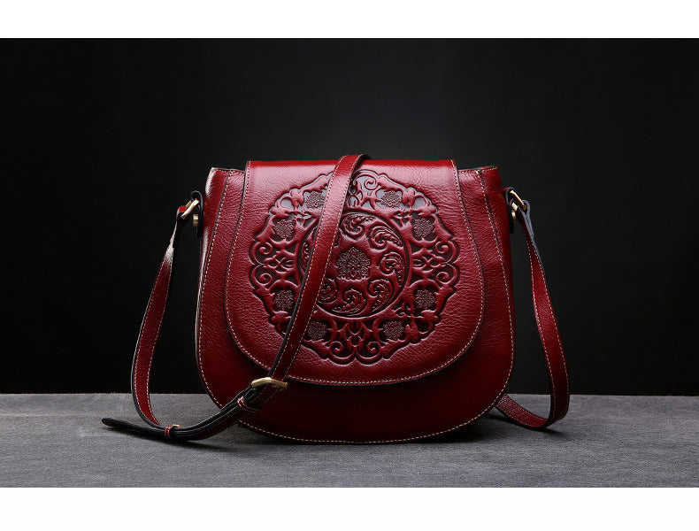 Retro Head Leather Shoulder Bag Slant Across Women's Bag Women's Leather