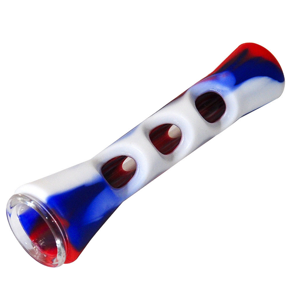 Glass Camouflage Silicone Pipe Creative Portable Silicone Glass Cigarette Holder