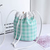 New And Sweet Beauty Style Bucket Bag Checked Neckline Drawstring Messenger Shoulder Bag