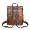 Ethnic Style Hand-embossed Leather Backpack Vertical Casual