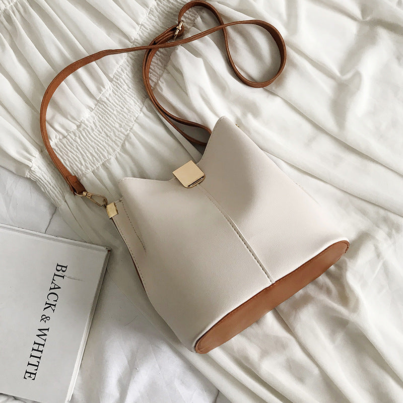 Fashion Casual Bucket Bag With One Shoulder And Cross Slung