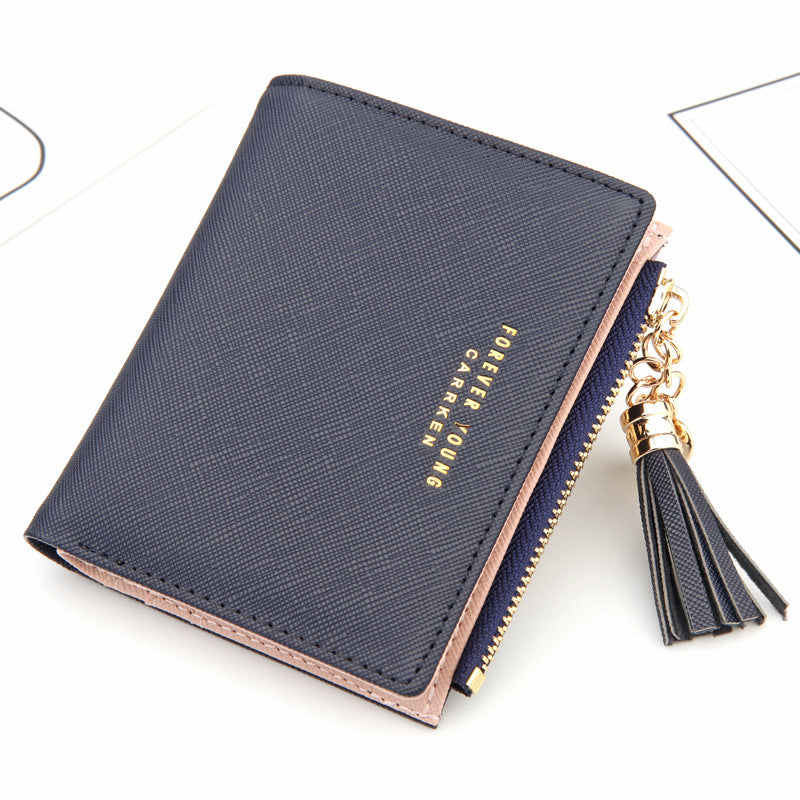 Cross Pattern Tassel Zipper Coin Purse