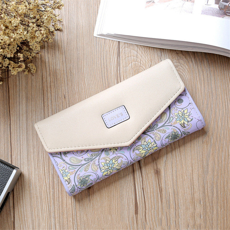 Clutch Tri-Fold Wallet With Diamond Contrast Envelope Buckle