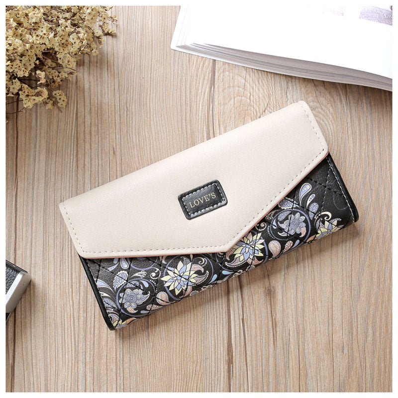 Clutch Tri-Fold Wallet With Diamond Contrast Envelope Buckle