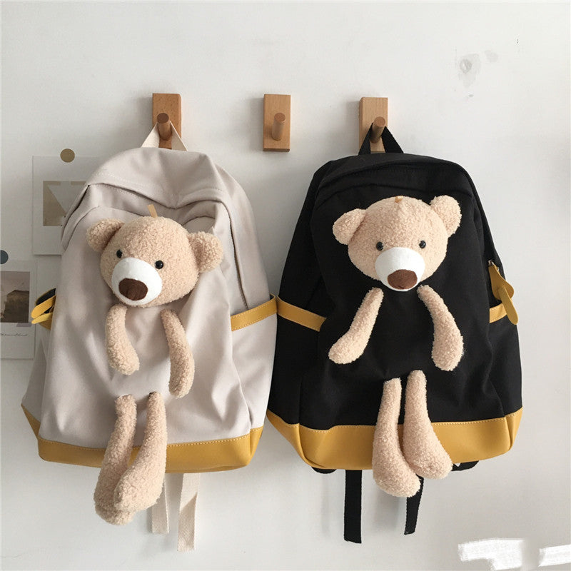 Japanese Students  Cartoon Bear Schoolbag In Harajuku