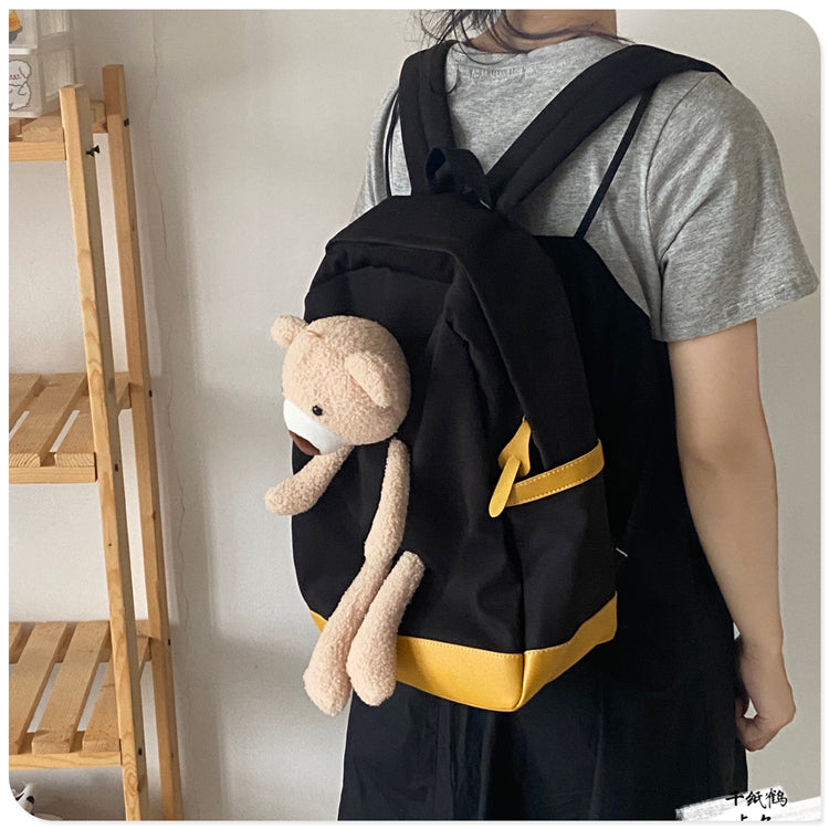 Japanese Students  Cartoon Bear Schoolbag In Harajuku