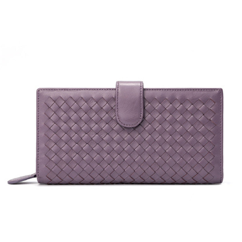 Sheepskin Woven Short Wallet Women Bag