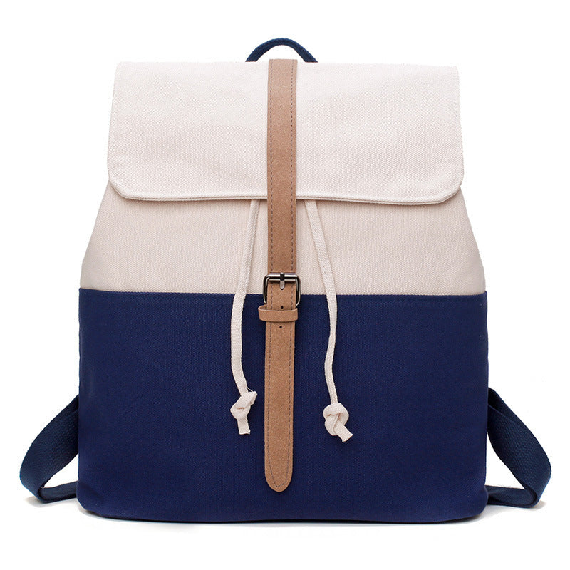 Contrasting Color Drawstring Canvas Backpack Soft Girl Personality Toilet Belt School Bagndance