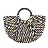 Large-capacity Woven Bag Semicircle Color-block Woven Handbag