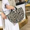 Large-capacity Woven Bag Semicircle Color-block Woven Handbag