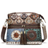 Retro Handbags Cowhide Stitching One-shoulder Messenger Bag Color Flowers Ladies Bag Casual Leather Bag